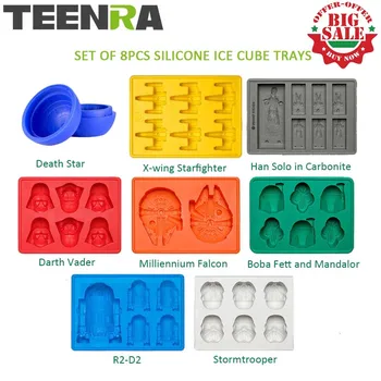 

8Pcs Star War Ice Cube Trays Silicone Ice Mold Death Star Ice Mold Silicone Ice Form Candy Silicone Molds Darth Vader X-Wing