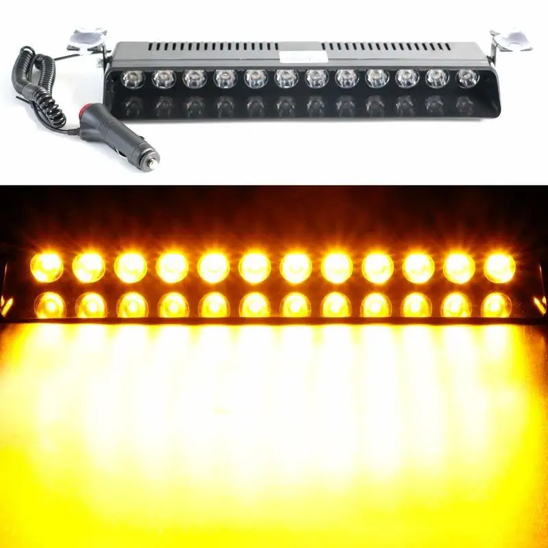 

Mansuo Amber Car LED Strobe Lights (12 LED ) Portable Emergency Lighting w/ 14 Flash Modes Interior Windshield or Dash Mount
