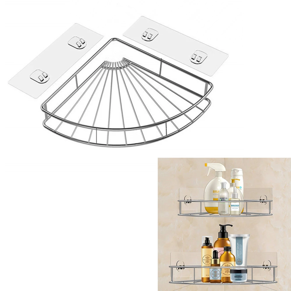 Угловые полки для ванной комнаты из нержавеющей стали клейкая настенная полка органайзер гель для душа шампунь стойка для хранения косметики