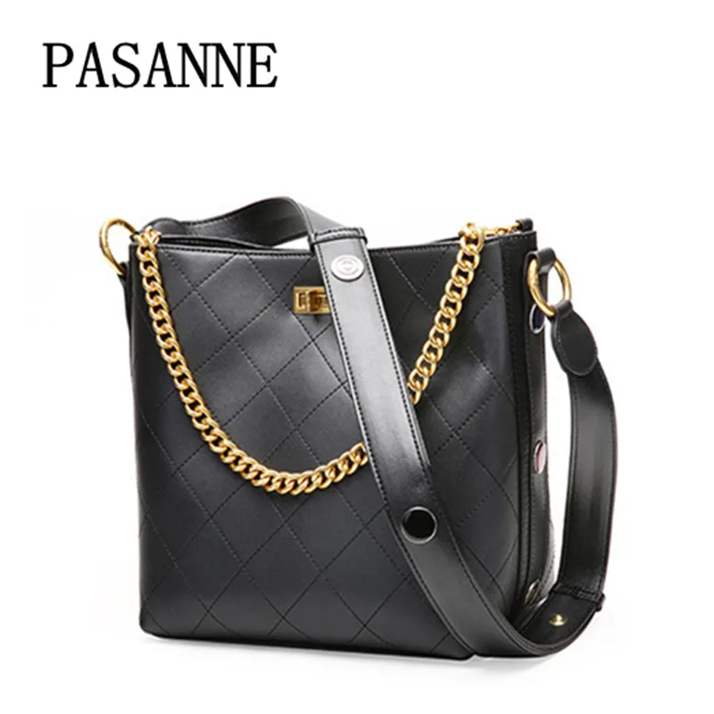 Mode Tas voor Vrouw Emmer Zakken 2018 PASANNE Lederen Handtassen Dames Boodschappentas Keten Vrouw Messenger Schoudertassen Mode Tas voor Vrouw Emmer Zakken 2018 PASANNE Lederen Handtassen Dames Boodschappentas Keten Vrouw Messenger Schoudertassen