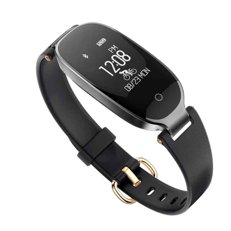 Bluetooth, водонепроницаемые, S3, Смарт-часы, модные, для женщин, девушек, монитор сердечного ритма, фитнес-трекер, умные часы для Android IOS - Цвет: Gunmetal Black