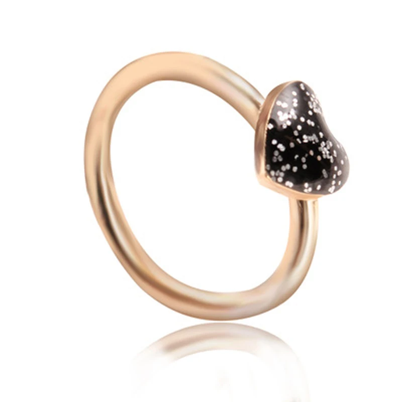 

Charm Black Super Flash Heart Rings For Women Vintage Fashion Love Heart Rings Jewelry Valentine's Day Gifts JZLY011