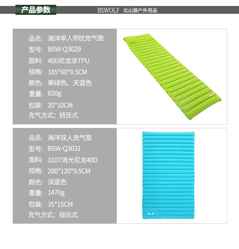BSwolf супер легкая воздушная подушка анти-влажный коврик одинарная воздушная подушка утолщение наружный походная Подушка Матрас Подушка