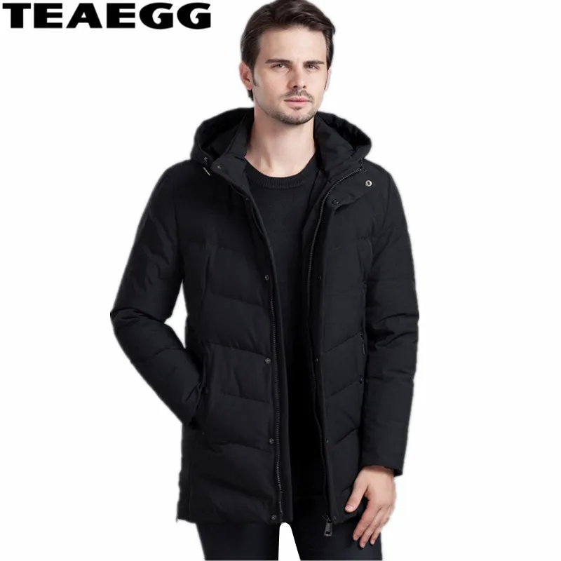 TEAEGG Black Thick White Duck Down Jackets For font b Men b font Coat font b