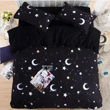 Schwarz Weiß Mond und Sterne Bettwäsche Set Twin Königin King Size baumwolle Bettbezug Flat Sheets oder Spannbetttücher für 1,2/1,5/1,8 Mt Bett