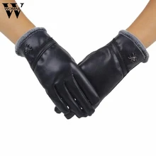 Перчатки Зимние Модные женские зимние теплые кожаные для вождения Мягкие льняные перчатки рукавицы oc13