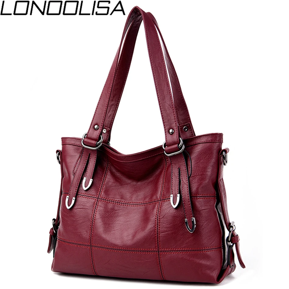 LONOOLISA الصيف الشاطئ الأبيض حقيبة أعلى-حقائب بيد جلد حقيبة يد فاخرة حقائب النساء مصمم السيدات الكتف اليد حقائب حمل كيس