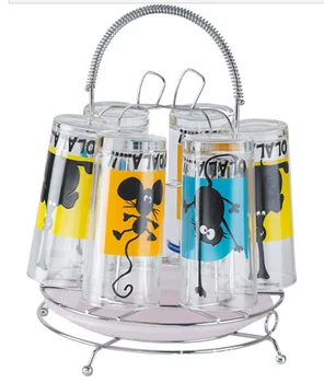 

New Draining Cup Holder Creative Kitchen 6 Glass Rack Fashion Tumbler Holder Stainless Steel Beer Mug Holder