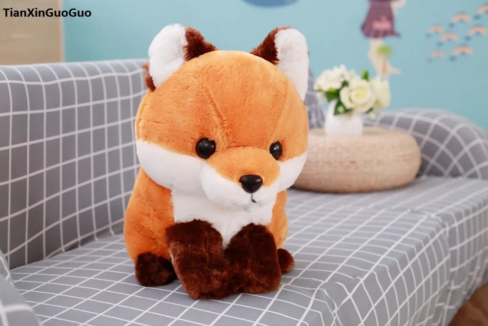 

large 40cm cute brown fox plush toy squatting fox soft doll throw pillow birthday gift s0380