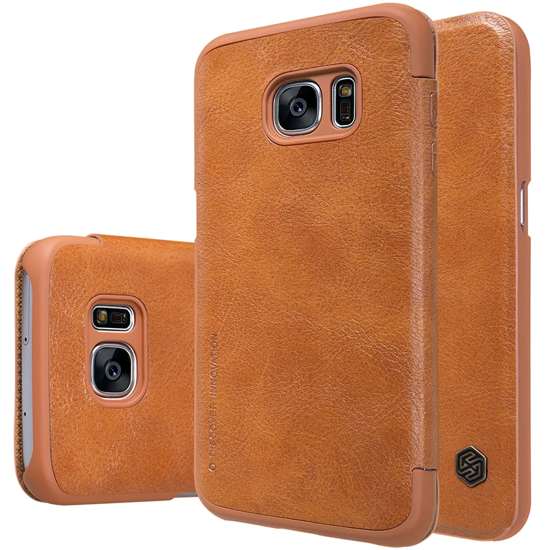Original NILLKIN Qin Series Genuine Leather Smart Flip Phone Case Cover for Samsung Galaxy S7 G930