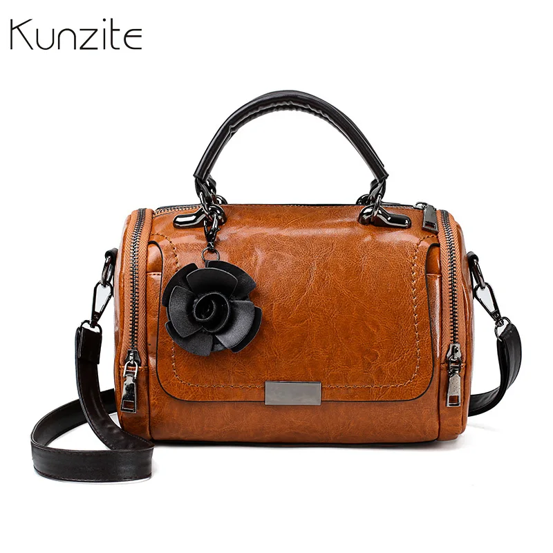 

Kunzite vintahe leather handbags oil wax leather crossbody bags for women famous brand shoulder bag ladies hand bag sac a main