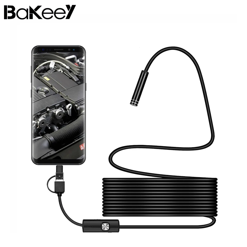 Bakeey 3 в 1 7 мм 6Led type C Micro USB эндоскоп Инспекционная камера мягкий кабель для Android PC