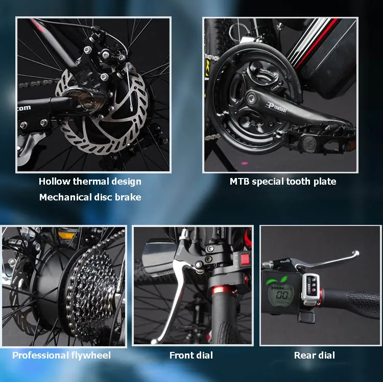 Perfect 26inch Hydraulic disc brake 27speed electric mountain bike 48V lithium battery smart electric bicycles 500W motor aluminum frame 24