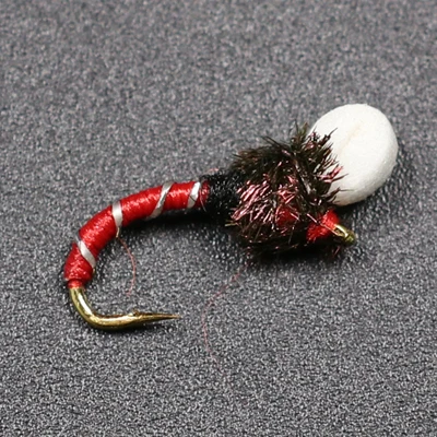 12PCS#14 Suspender Buzzer Nymph Fly Fishing Flies Trout Buzzers Red Orange Purple Green Chartreuse Black - Цвет: Red 12PCS