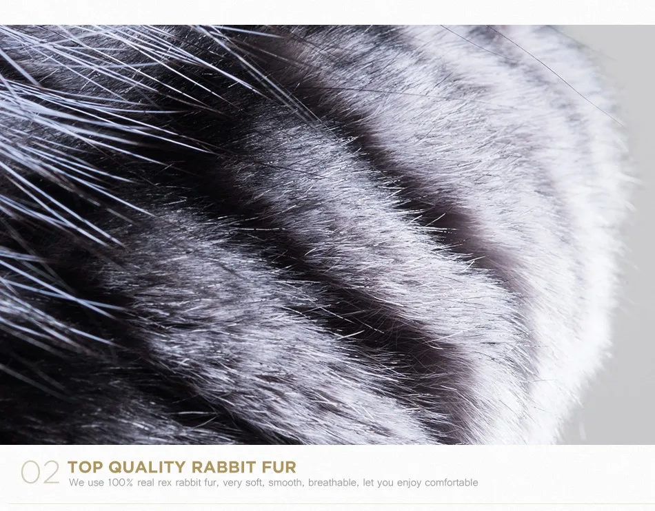 Fashion Womens Fur Beanies Real Rex Rabbit Fur Hats with Stripe Design Hat Ladies Winter Warm Rex Rabbit Fur Caps (5)