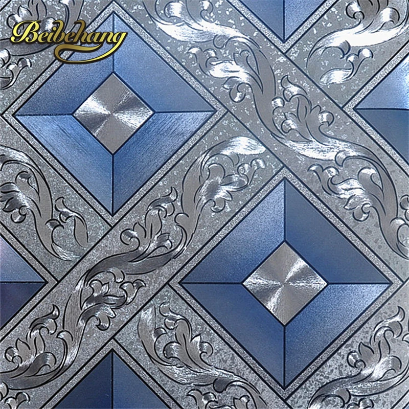 Beibehang الأوروبية KTV الذهب الفضة مربع papel دي parede لفات التلفزيون خلفية ورق الحائط 3d الحديثة خلفيات للجدران 3 d