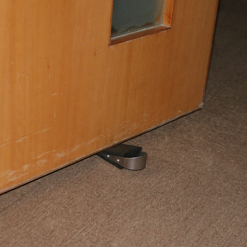 Rubber Stainless Steel Doorstops Door Floor Stopper Wedges Jam Block Home Office Door Wedge Non-Slip Black Door Buffers Safe