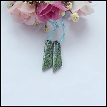

Semi-precious stones, Jewelry accessories Natural Green Zabra Jasper Earring Bead,24x8x3mm,2.72g