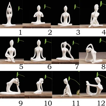 

12x Ceramic Yoga Figure Ornament Statue Sculpture Zen Garden Home Desk Decor