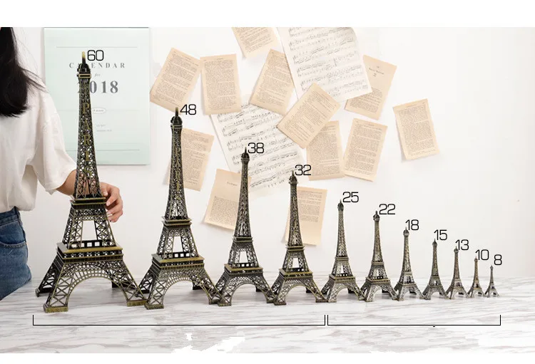 VILEAD 6 Size Zinc Alloy Paris Tower Model Figurines European Building Crafts Gift Office Home Decoration Hogar Ornaments