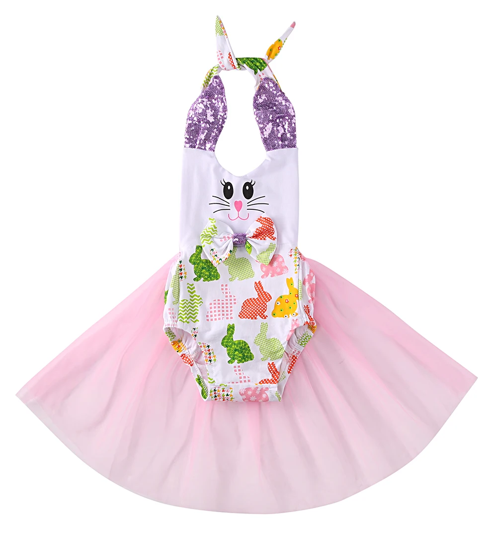 

Cute Newborn Baby Girl Clothes 2017 Summer Sleeveless Rabbit Bow Tutu Skirted Romper Toddler Kids Jumpsuit Outfit Sunsuit
