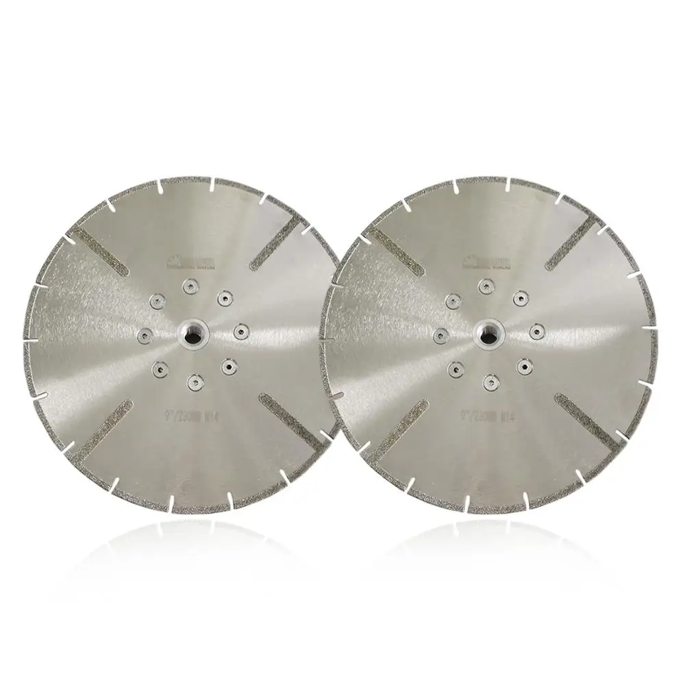 

2pcs 230mm Electroplated diamond cutting disc 9 inches marble blade with M14 four protection teeth on core granite marble tile