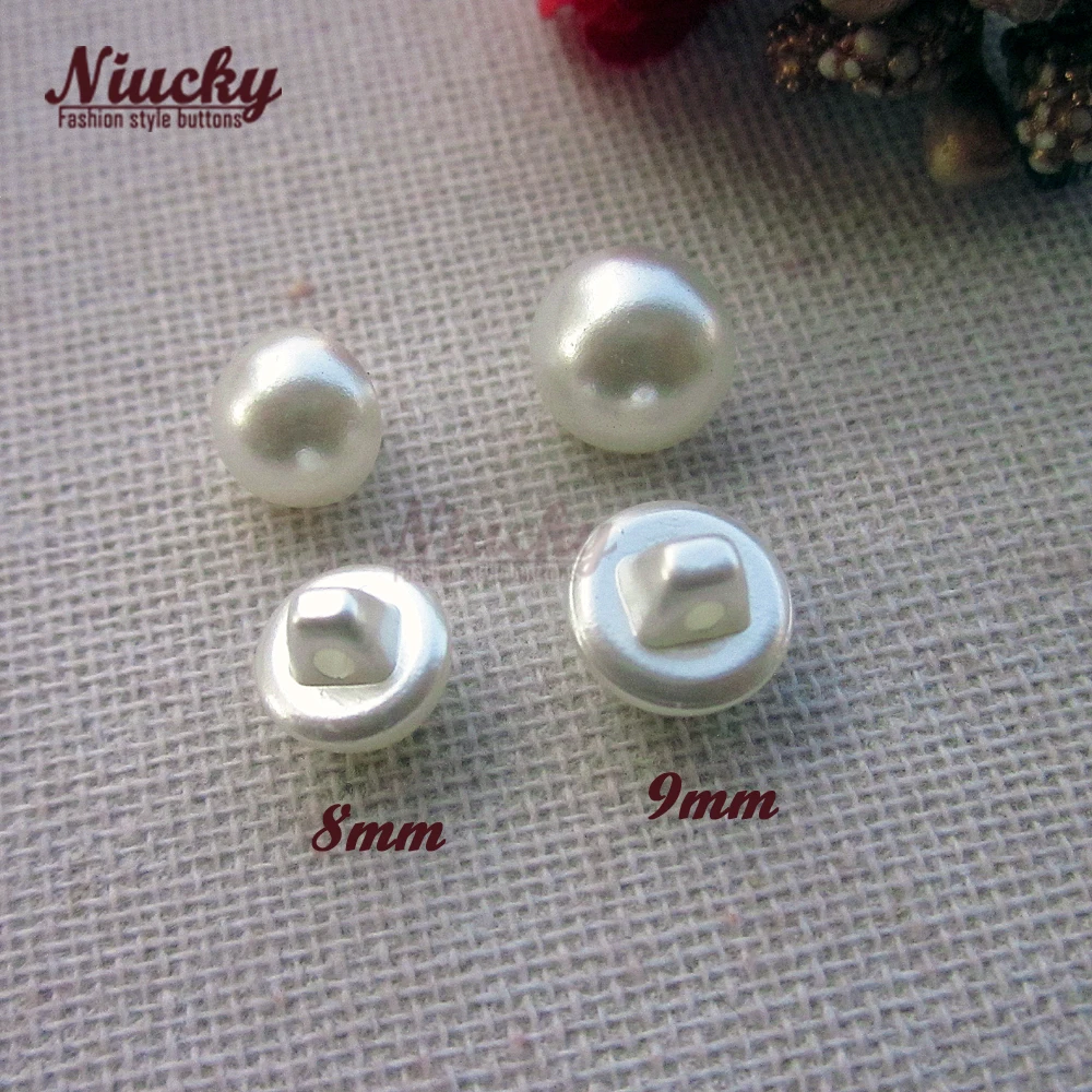 Niucky-Shank Mini Imitation Pearl Buttons for Clothing, Wedding Dress Sewing, Decorative Materials, 8mm, 9mm, P0301-010 3