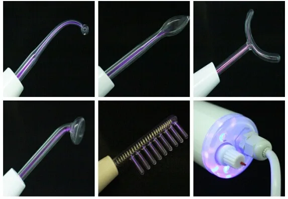 Фиолетовый высокочастотный ток акне угри прибор для удаления родинок, 7 трубок палочки для электротерапии гребень массаж лица терапия устройство