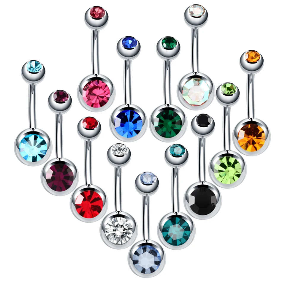 

10pcs/lot Steel Belly Button Rings Gem Navel Piercing Nombril Ear Piercings Navel Earring Belly Piercings Body Jewelry Pircings