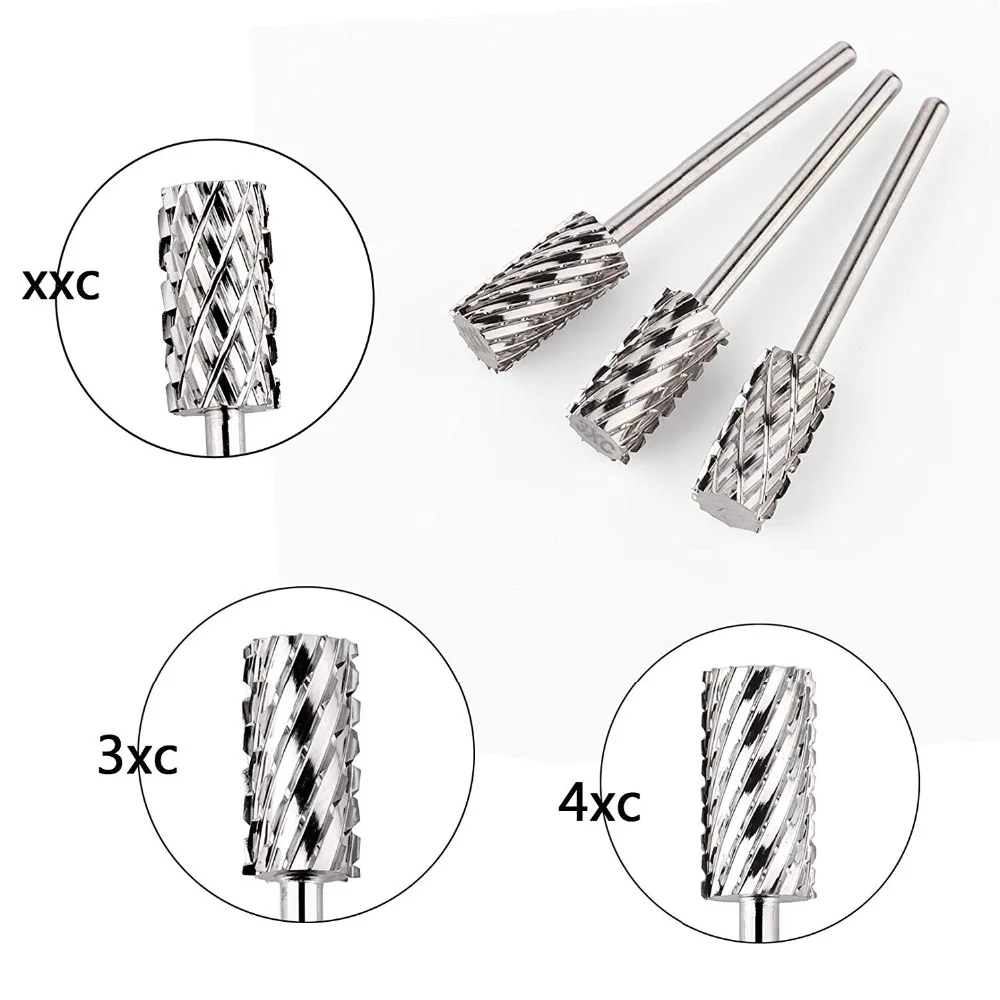 MAKARTT 3 шт. Карбид ногтей сверла большой баррель экстра грубой XXC, 3XC, 4XC Dip акриловый гель для удаления(серебро) F0729