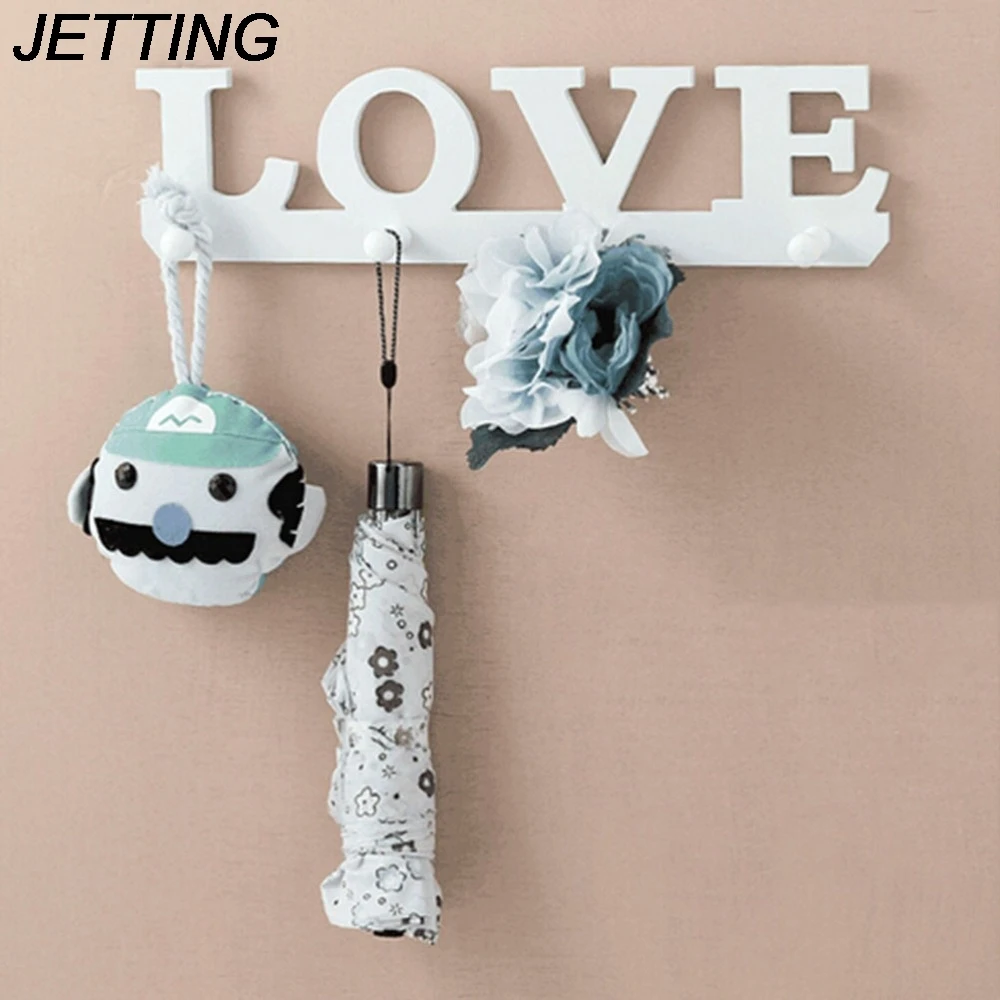Hanger 4 Hooks Clothes Bag Robe Mount Screw Wall Rack Love Coat Hat Key Holder New Hot Door Bathroom Home Decor