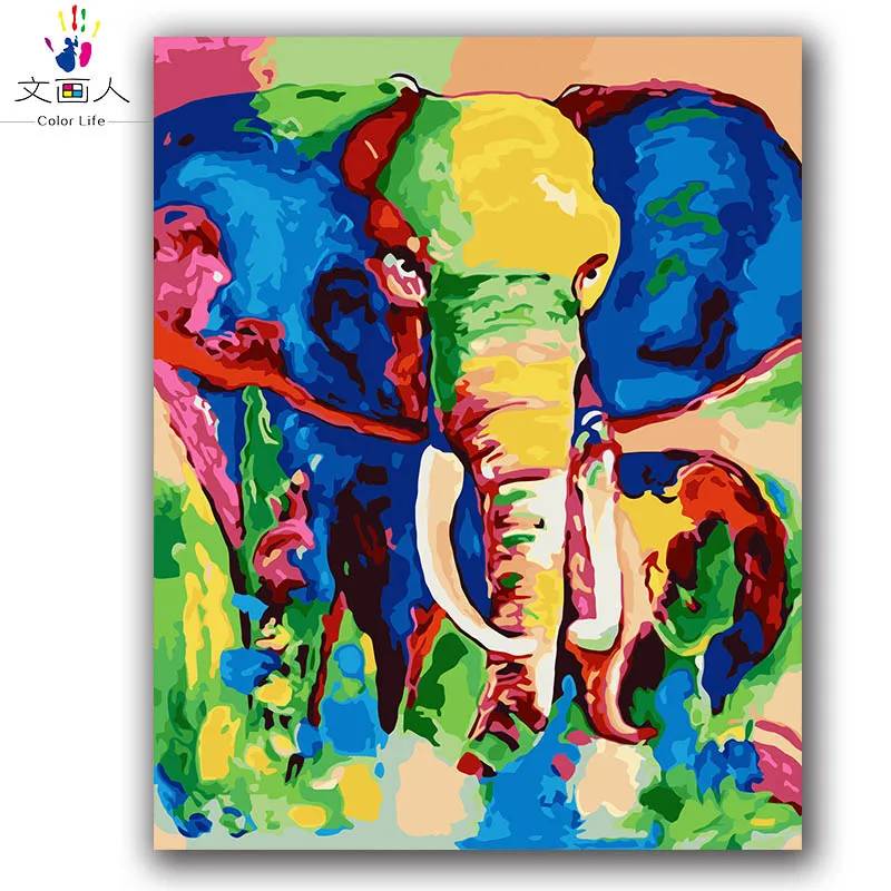 Pittura a Olio Fai da Te per Adulti Motivo: Elefanti sulla Savana Africana Kit per Pittura acrilica 40,6 x 50,8 cm 20x26 Elephant Shukqueen 50x65cm Frameless 
