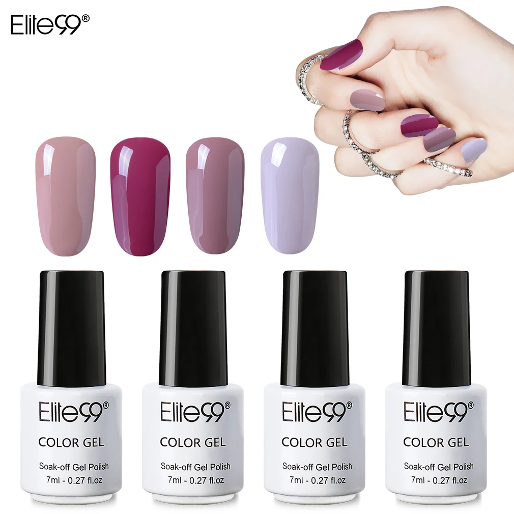 

Elite99 4 piece/lot 7ml Nail Gel Nude Color Series UV LED Gel Varnishes Semi Permanent Polish Lacquer For DIY Nail Art Design