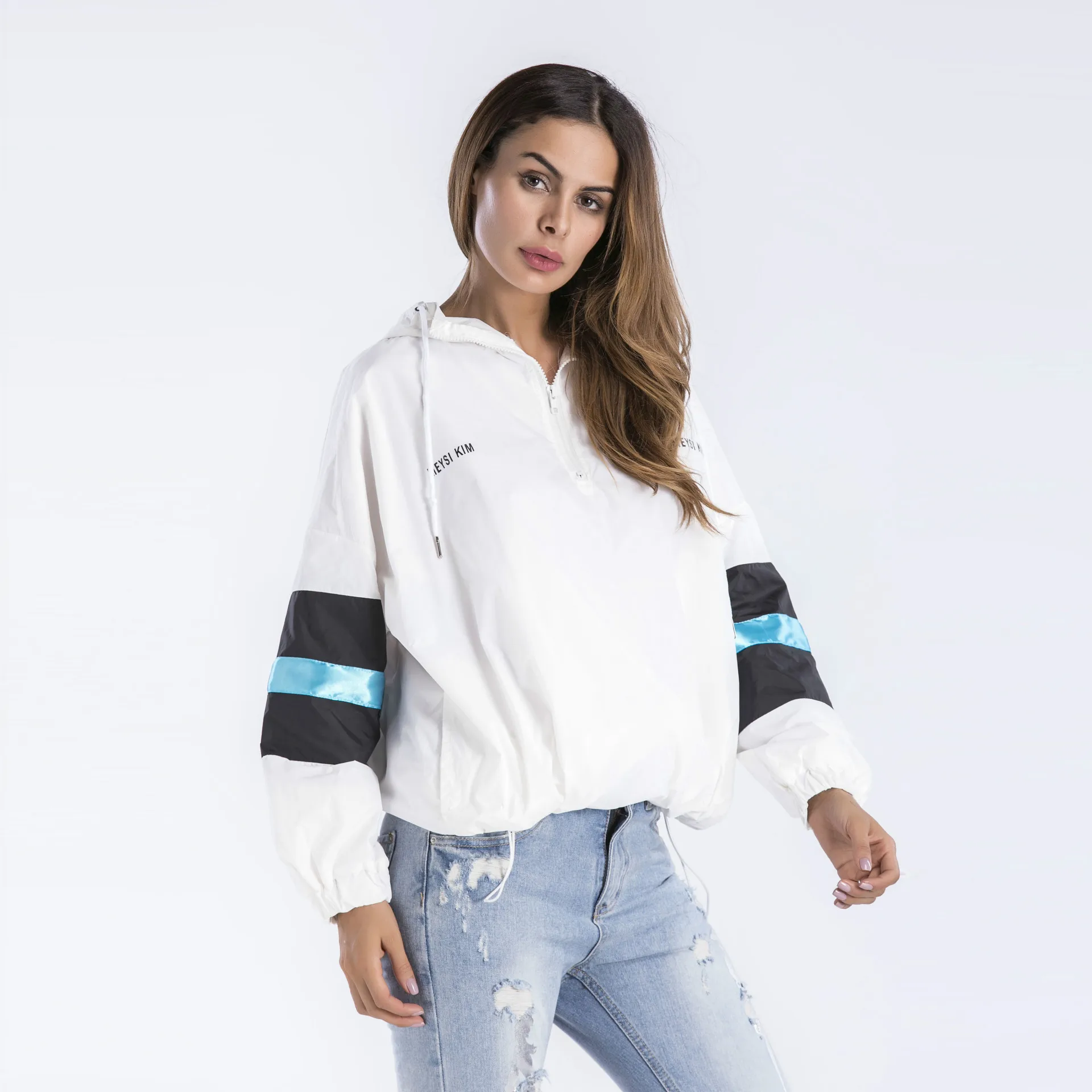 2018 Women's Bohemia jacket hooded letter hooded windbreaker Female Top Casual autumn and winter Sweatershirts Pullover sweater