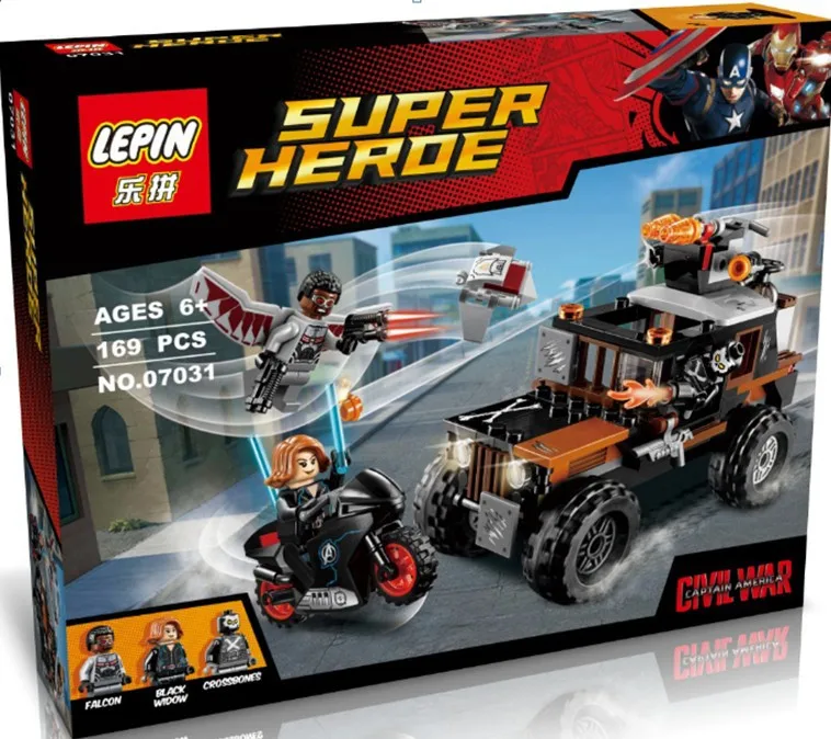 169 шт скрещенные кости опасность Heist Black Widow Civil Военный Набор строительные блоки