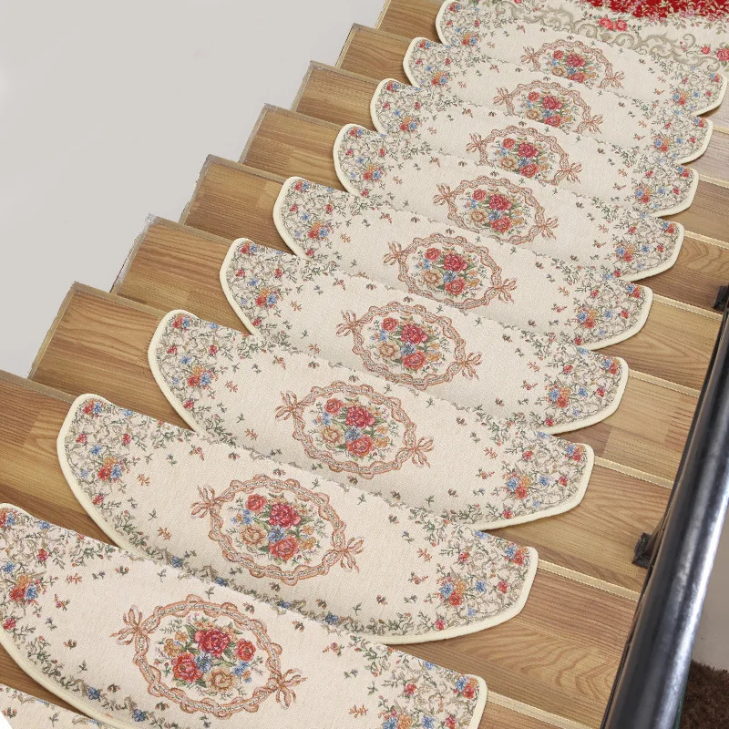 

European Silicone Bottom Stair Carpet Mat Step Mats Glue-Free Self-Adhesive Carpets for Stair Anti-Skid Staircase Mat Home Decor