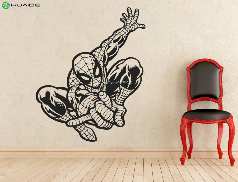 Superhero Spiderman Wall Stickers For Kids Room Boys Bedroom Wall Vinyl
