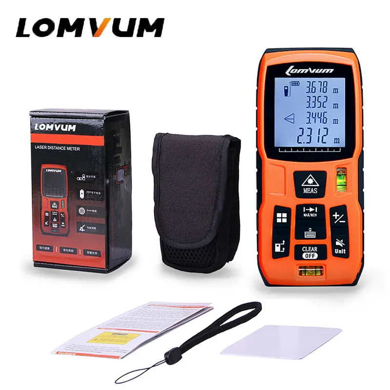 Billige LOMVUM 40M 60m 80m 100m Laser entfernungsmesser Digitale Laser Abstand Meter batterie powered laser palette finder band ultraschall entfernungsmesser