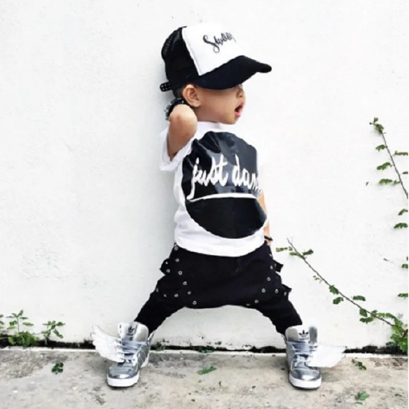 Conjunto de ropa Punk Rock para bebé, traje de pantalones con 2 piezas, venta al por menor BB234, novedad de 2021 - y niños
