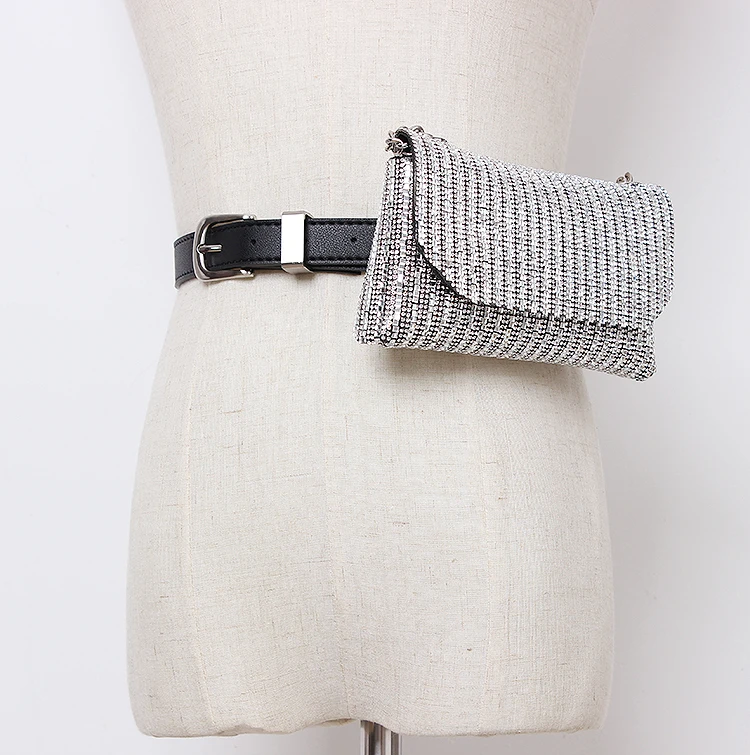 Luxury Designer Fanny Pack Rhinestone Women Waist Bag Money Phone Pouch Fashion Lady Belt Bag Purses Chain Shoulder Bag