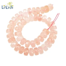 LII Ji с драгоценными камнями натуральный розовый кварц плоские круглые граненые свободные бусины около 8x14 мм для DIY ювелирных изделий около 39 см
