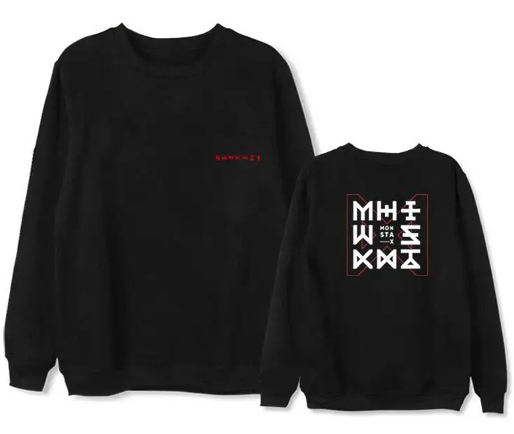 Monsta x concert the code same printing o neck thin/fleece sweatshirt for kpop fans unisex pullover hoodies new arrival | Женская одежда