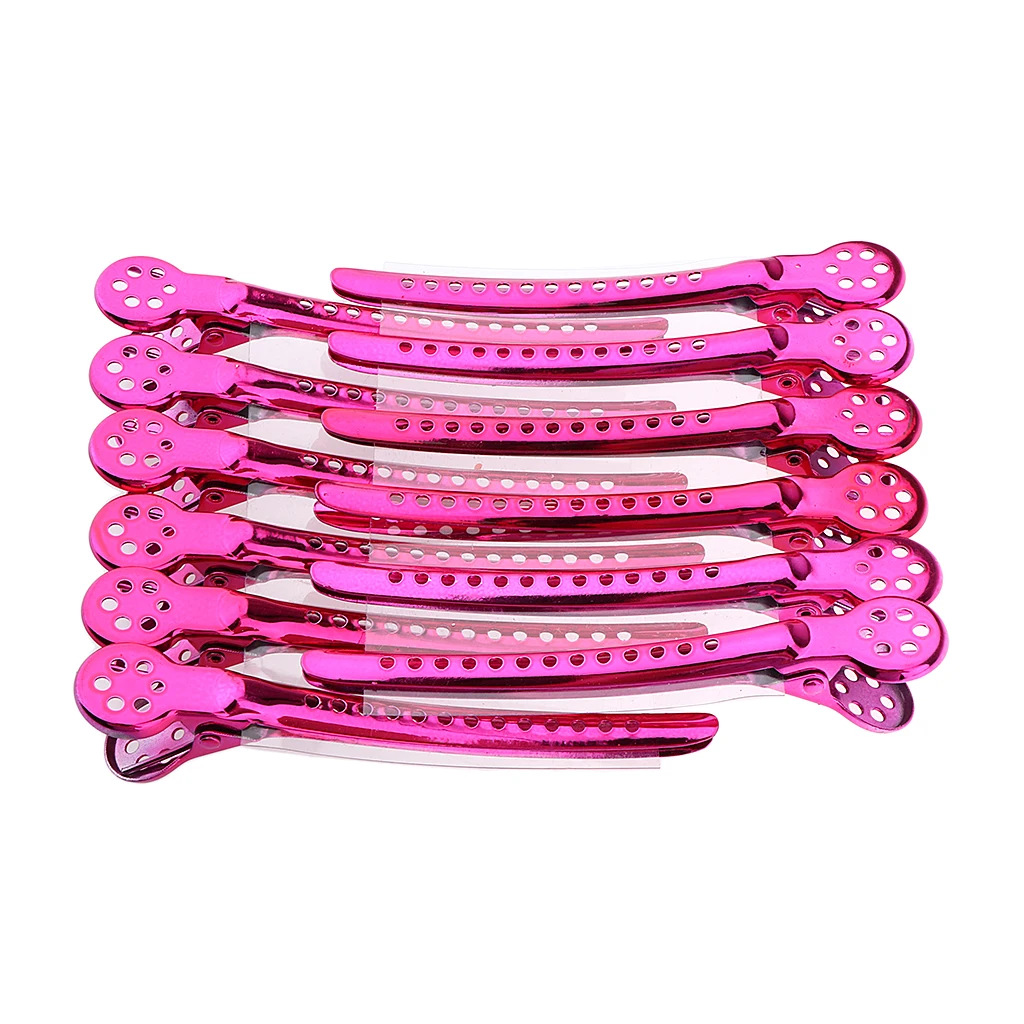 12Pcs Stainless Steel Hair Clips Professional Salon Sectioning Curling Grips Pins Hairdressing Tools Kit, 5 Colors Optional