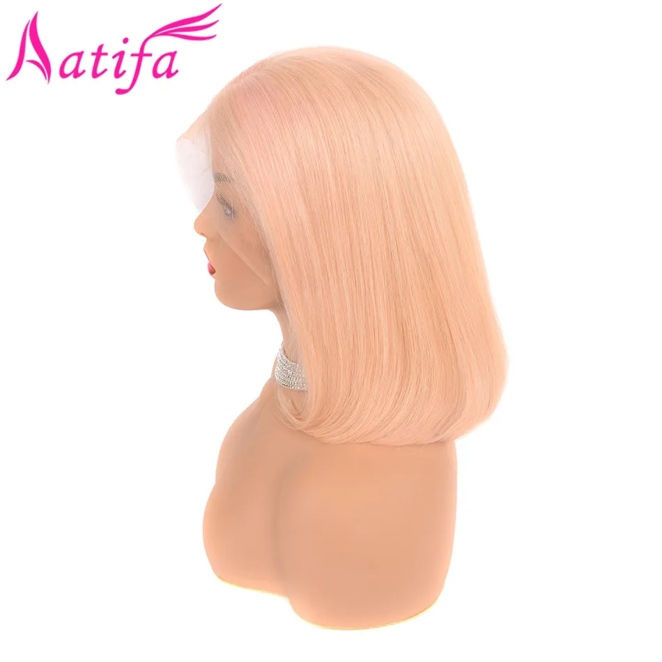 Short Bob Lace Front Human Hair Wigs Brazilian Straight Hair Wigs Pre Plucked Natural Hairline Remy Hair Pink grey 613 blonde