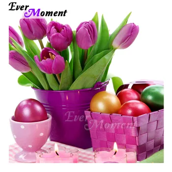 

Ever Moment Diamond Painting Tulip Egg Easter Full Square Drill Mosaic Rhinestone Diamond Embroidery Cross Stitch 3F1147