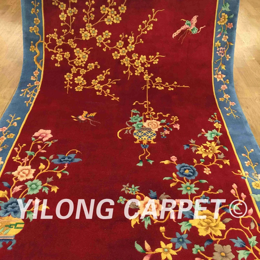 YILONG 5 'x8' ручная работа художественное украшение красный ковер ручной работы