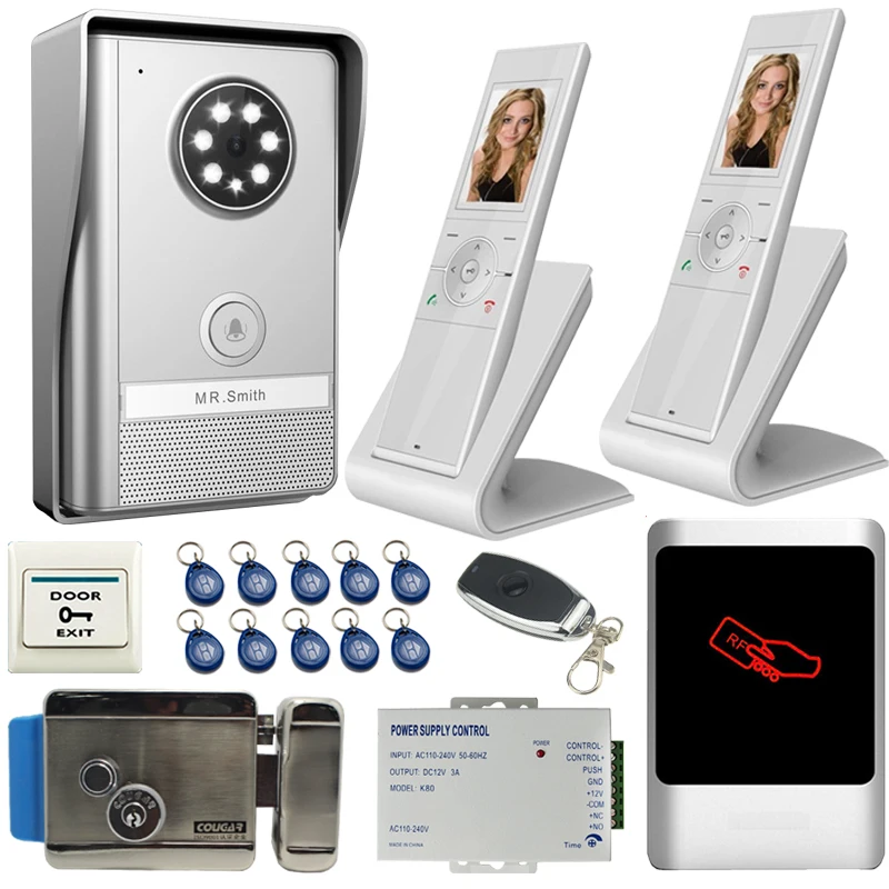 JERUAN Беспроводной видео Звонок дверь домофон Системы Комплект ночного видения 120 градусов камера + RFID контроллер доступа + E- замок 1V2