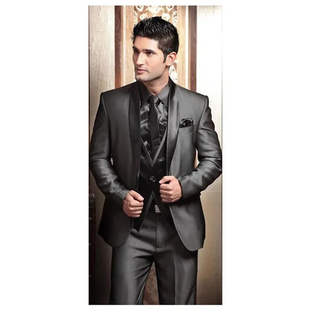 Свадебные смокинги костюмы для мужчин современный Лучший мужской костюм серый формальный костюм жених смокинг мужской s костюм куртка+ брюки+ галстук+ жилет - Цвет: As picture color