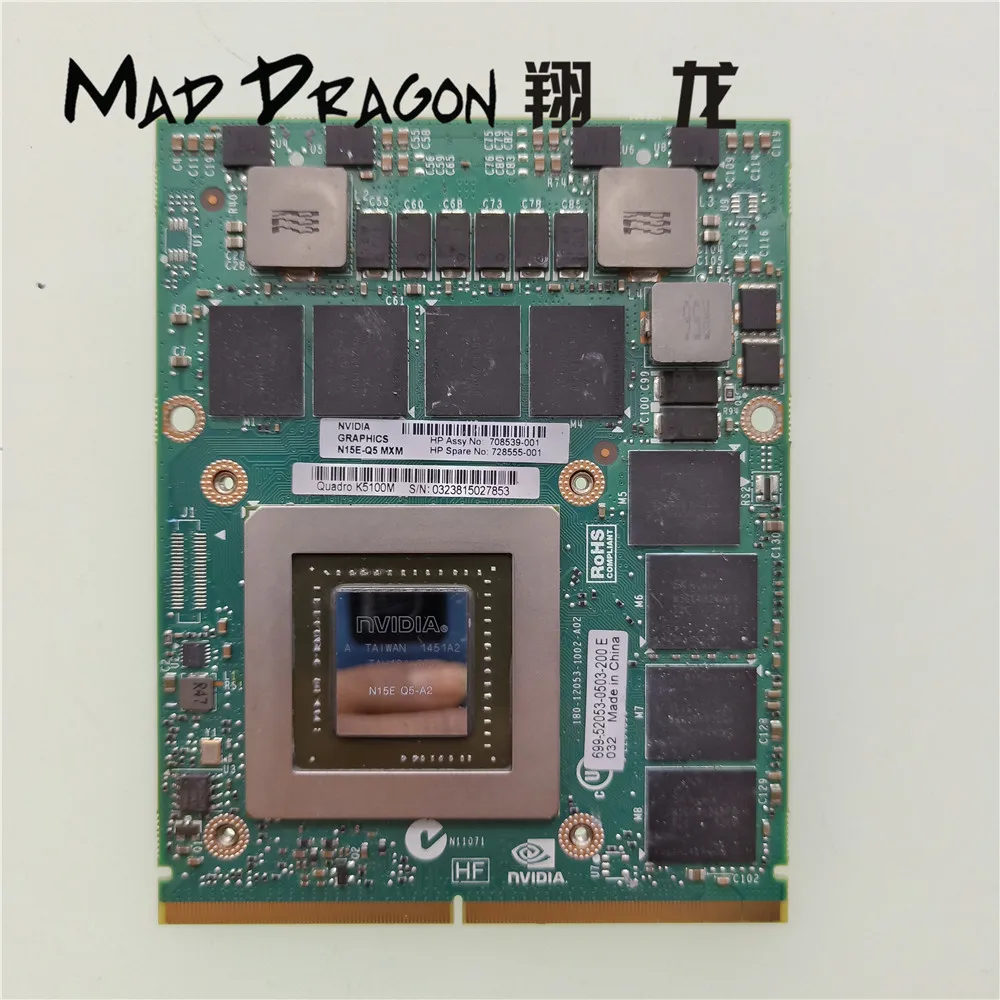Новая Оригинальная видеокарта для Dell M6800 HP ZBOOK 17 G1 G2 N15E Q5 A2 GPU NVIDIA QUADRO K5100M 8 ГБ GDDR5 MXM III