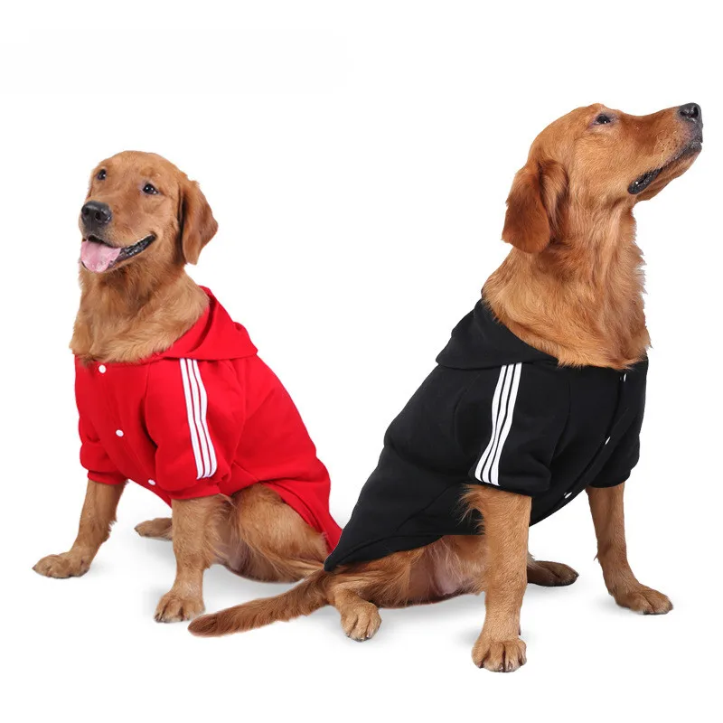 Golden Retriever Samoyed Dog Clothe Pets Coats Black Red Soft Cotton Big Dog Clothes Two Feet Hoodie Coat Jacket Sportswear2